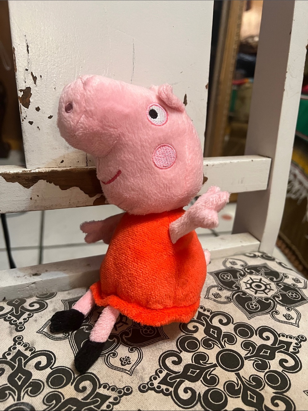 Pink Plush Pig in Red Dress - Cute Stuffed Toy